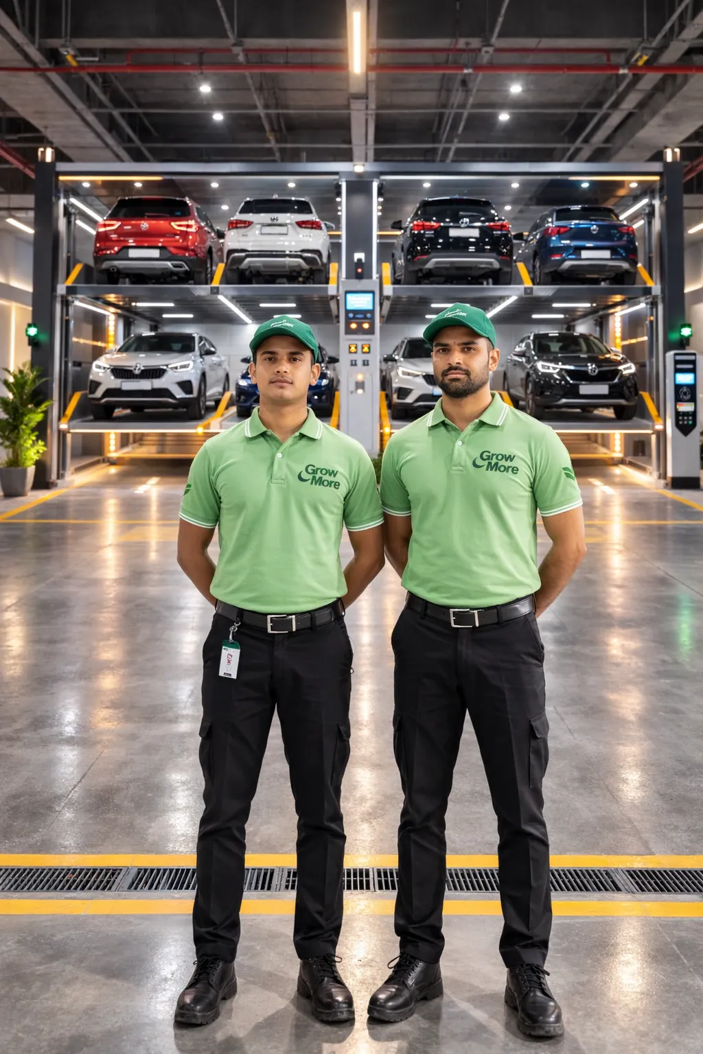 Well-marked bike parking slots in organized rows